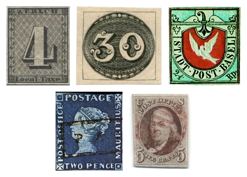 The first stamps of five countries